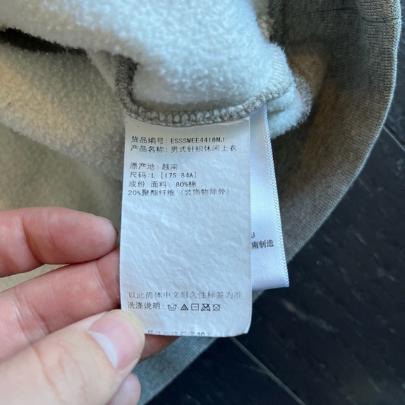 Essentials Fear Of God Unisex Sweatshirt Hoodie 3D Logo GREY LARGE RN090233 - Picture 5 of 10